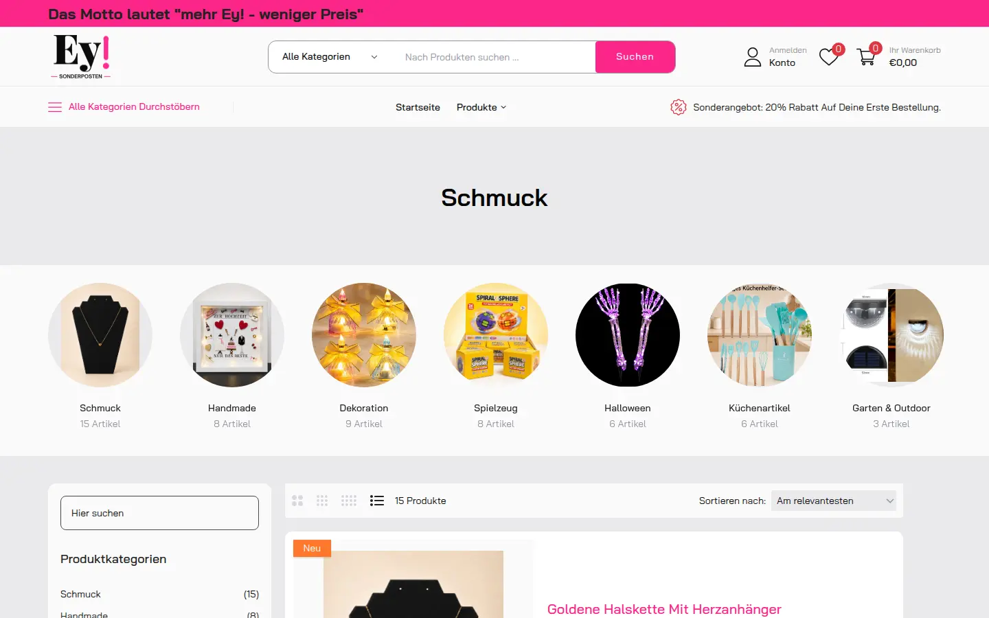 Kategorie Schmuck im Ey! Sonderposten Shop